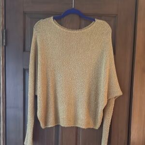 Mustard yellow Textured Knit dolman sleeve Sweater